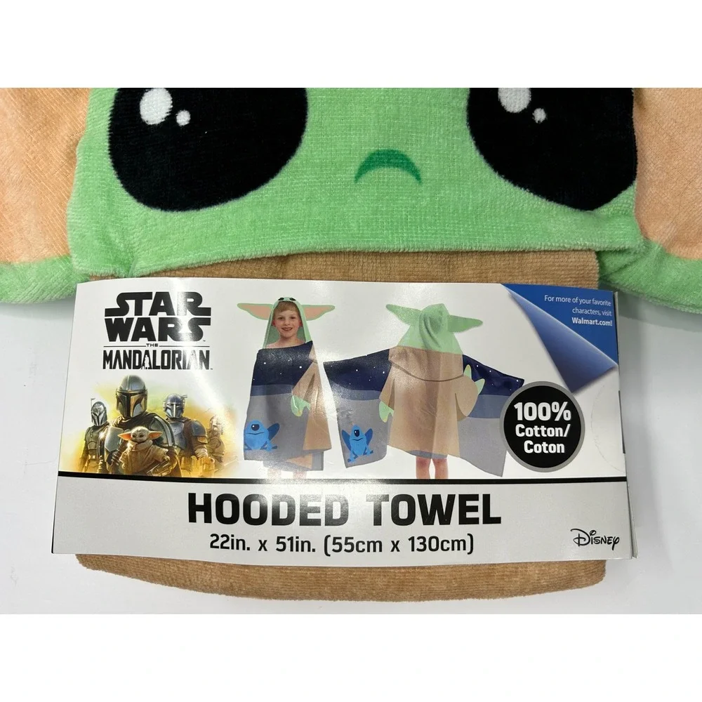 Disney Star Wars Mandalorian Grogu Baby Yoda Hooded Towel 22x51 100% Cotton NEW